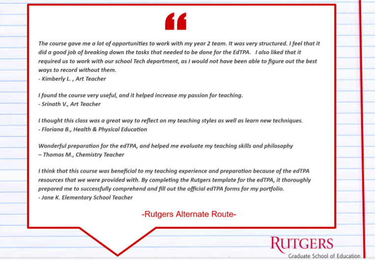 New Teachers Receive Rutgers Alternate Route Reflective Teaching Badge